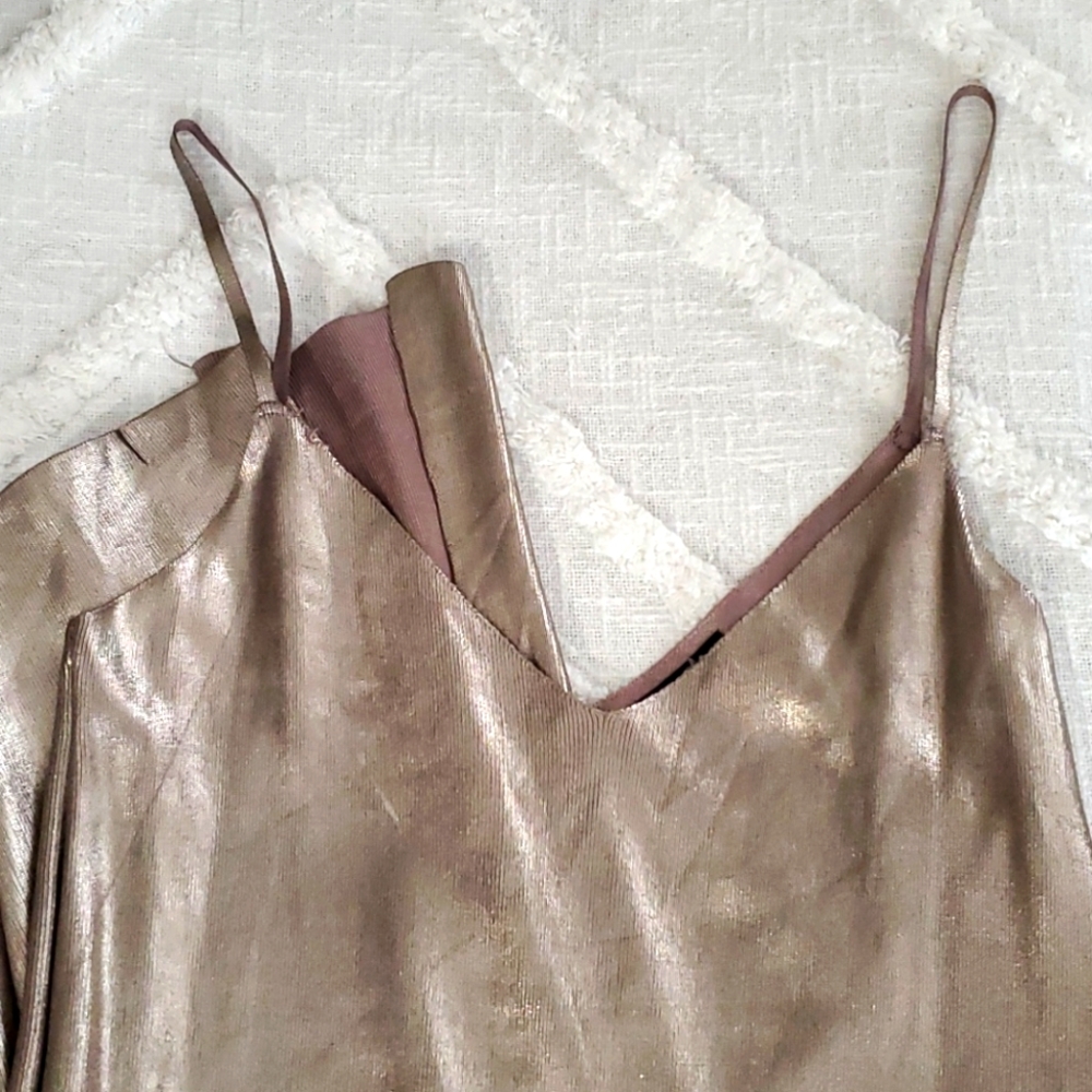 ZARA knit champagne silver metallic long dress